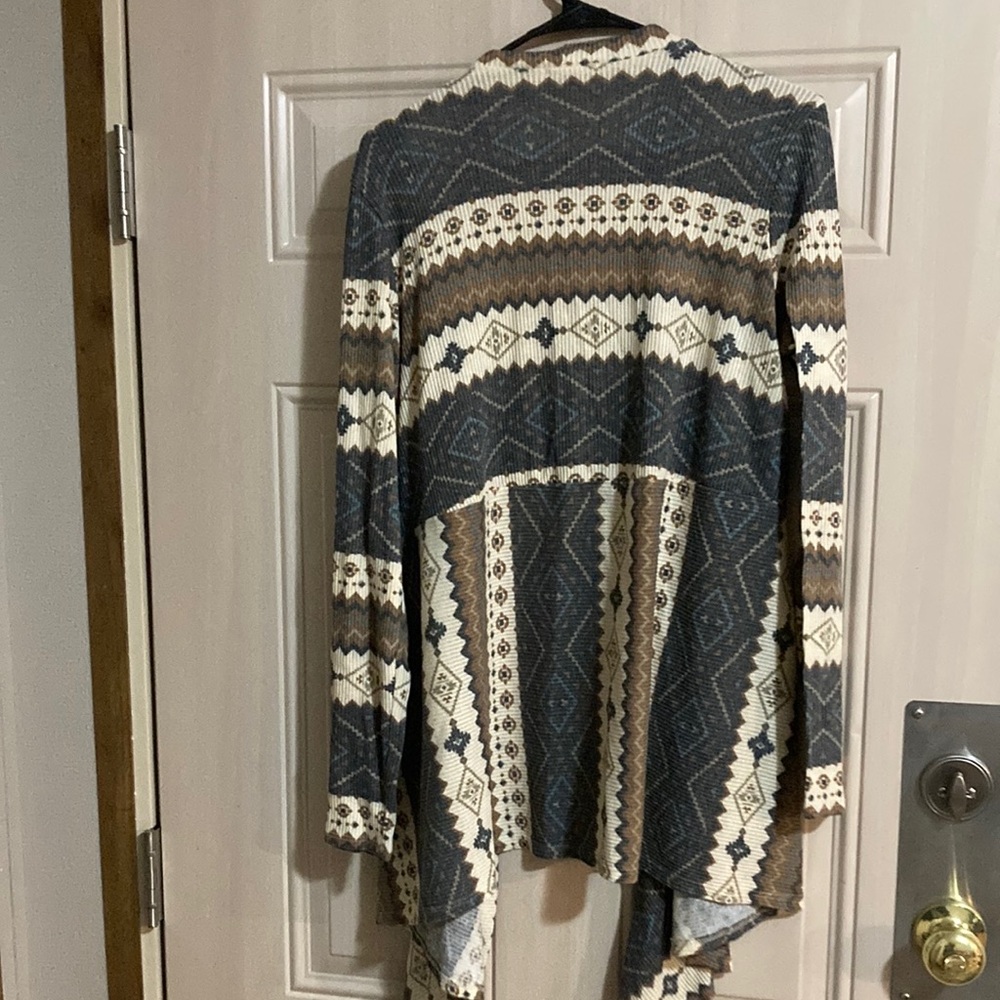 Patterned Open Front Cardigan - Picture 3 of 4